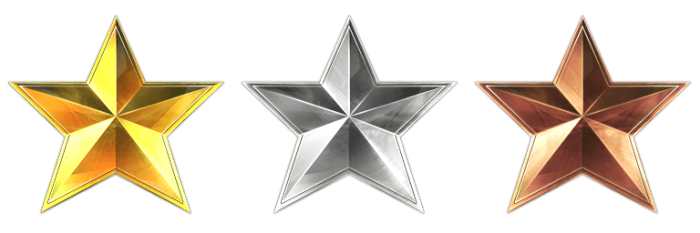 Logo with 3 stars: gold, silver and bronze